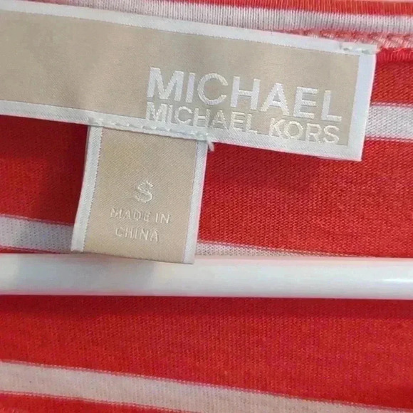 Michael Kors 3/4 sleeve small women‎ coral/white Stripe - Picture 3 of 5